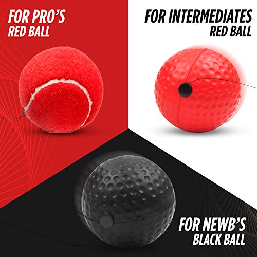 Guri Boxing Reflex Ball/Pelotas de Reflejo-Kit de Boxeo con 3 Pelotas de Reacción, Vendas y Bolsa Impermeable-Ideal para Velocidad De Reacción, Coordinación Mano Ojo, Precisión y Enfoque