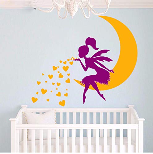 Hada Luna Luna Pegatinas De Pared De Vinilo Princesa Chica Dormitorio para Niños Habitación Bebé Nursery Wall Art Mural Decal para El Hogar Drcor 70X85 Cm