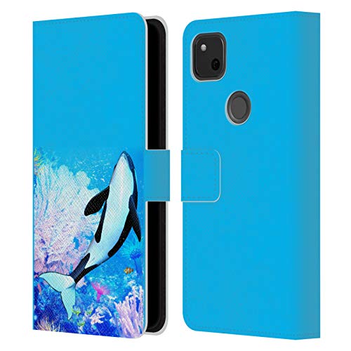 Head Case Designs Oficial Simone Gatterwe Orca La Vida en el mar Carcasa de Cuero Tipo Libro Compatible con Google Pixel 4a