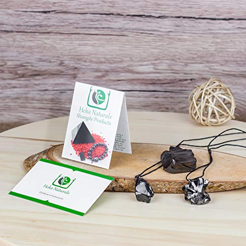 Heka Naturals Set de Shungit Élite | Kit Completo de Protección Electromagnética de Shungita Noble Contiene Colgante Élite, Colgante Élite Pulido y Piedra Élite Grande