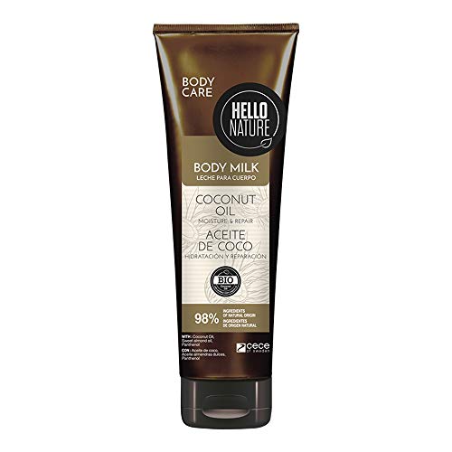 Hello Nature Bálsamo De Aceite De Coco Coconut Oil Body Balm Hidrata y humecta la piel en profundidad 250 ml