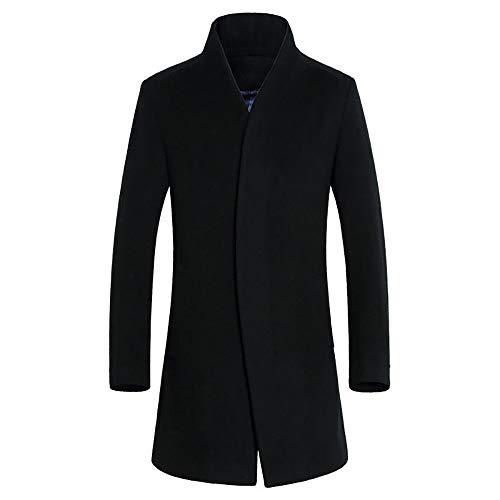 Hombre Invierno Abrigo,JiaMeng Chaqueta para Hombre,Ligero Chaqueta Abajo Cálido Trinchera de Invierno Botón Largo Outwear Abrigo Elegante Abrigos(Negro,XL)