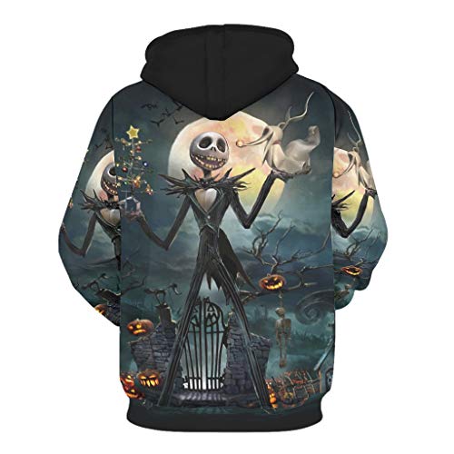 Hombre Navidad Pesadilla Halloween Sudadera Vintage - Poliéster con capucha otoño Tops blanco m