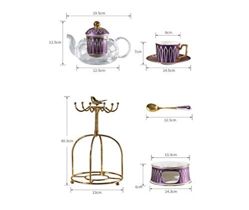 HQQ Taza de té Juego de té Cerámica Europea Tetera de Vidrio con Base de Calentamiento de la Vela for la decoración de la Sala de Estar, mudarse a un Nuevo hogar hogar