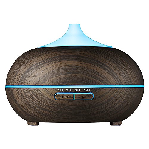 Humidificador Aromaterapia Ultrasónico 500ml Portátil Difusor de Aceites Esenciales QDD02 7-Color LED Lámparas Operación silenciosa y Auto Shut Off Perfecto para el Hogar Yoga Oficina Spa