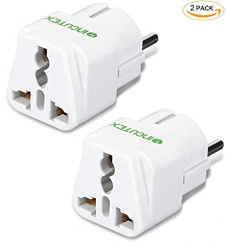 Incutex 2X adaptadores Enchufe Viaje Universal Adaptador Enchufe Universal Europa a Schuko, Blanco