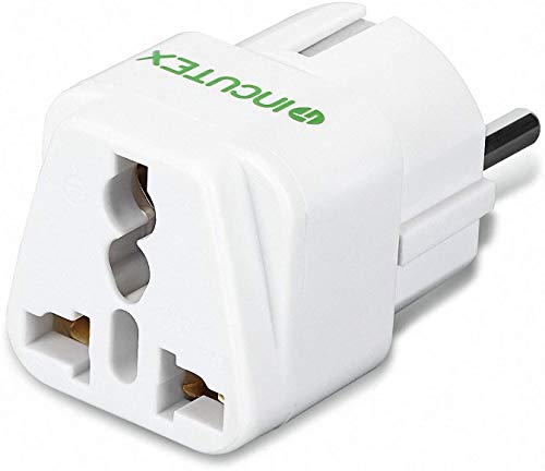 Incutex 2X adaptadores Enchufe Viaje Universal Adaptador Enchufe Universal Europa a Schuko, Blanco