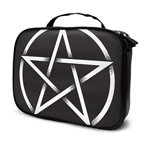 Insignia gótica con Calavera y Pentagrama Maquillaje de Viaje Bolsa de Viaje Mujer Bolsa de Maquillaje Mujer Maletín de Maquillaje Funda multifunción Impresa para Mujer