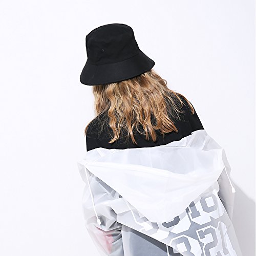 ISIYINER Sombrero del Pescador Algodón Plegable Bucket Hat Unisex Al Aire Libre Negro