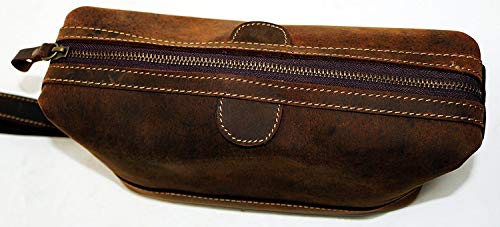 Jaald Bolsa Maletín Estuche Neceser De Cuero Piel para Aseo Baño Kit Afeitar Maquillaje Cosmético Medicinas Impermiable Regalo Bolso Hombre Leather Toiletry Bag Dopp Regalo De Padrinos De Boda