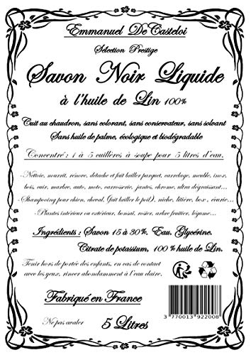 Jabón negro líquido con aceite de lino, selección prestige, jabón negro líquido de mermeager, natural, ecológico y biodegradable, 5 litros