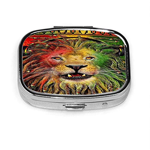 Jamaican Jammin Leo León Música Cuadrado Pastillero Caja Portátil Bolsa Bolsa Tablet Medicina Titular Organizador Viajes