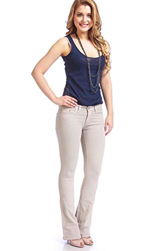 Jeans Casual para mujer – Beige – Pantalones vaqueros de algodón de cintura media recta para mujer Beige beige 52