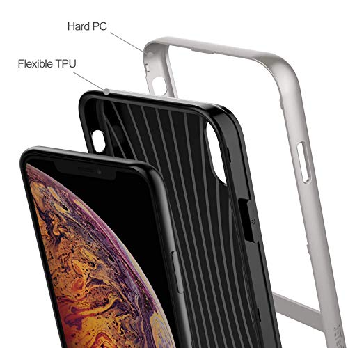 JETech Funda Compatible iPhone XS iPhone X, Carcasa con Fibra de Carbono, Anti-Choques, Gris