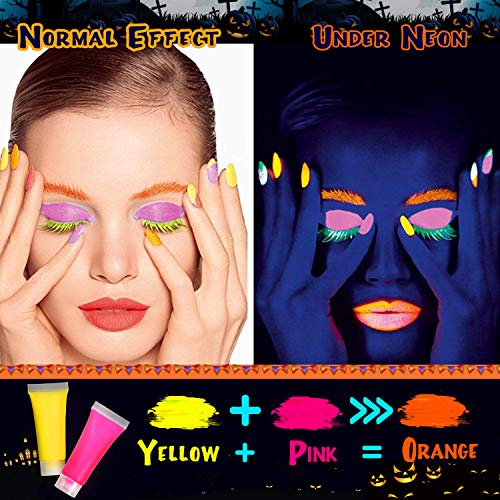 Jojoin Pinturas Cara, Pinturas Corporales y Cara, Pintura Facial Seguro y Saludable para Halloween/Fiestas/Cosplay/Santa, con 17 Colores +24 Moldes + 2Cepillos ect....