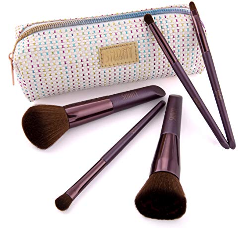 Juego de pinceles de belleza, con 5 pinceles y bolsa de maquillaje