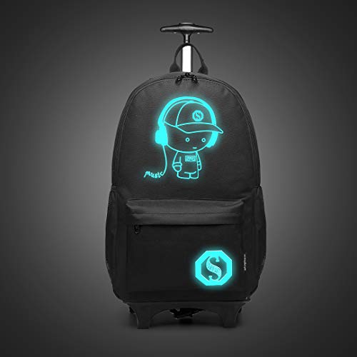 Kono Anime Cartoon Luminous música Boy Backpack Escuela Estudiante Mochila de Moda, Mochila Escolar Unisex Bookbag Maleta De Viaje Trolley Ordenador Mochila (Negro)