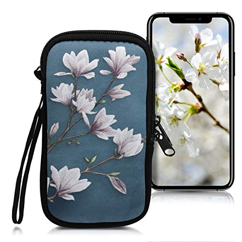 kwmobile Funda Universal para móvil de M - 5,5" - Estuche de Neopreno con Cierre - Carcasa Magnolias