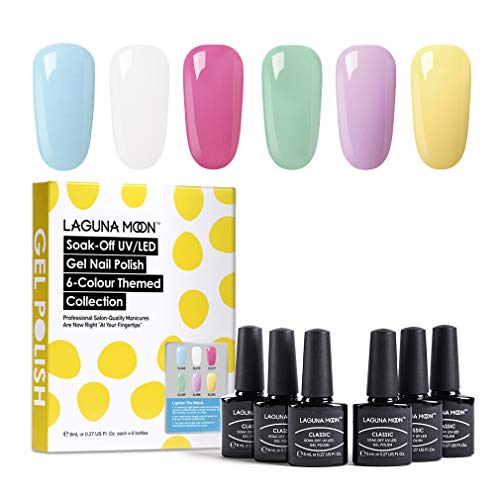 Lagunamoon Esmaltes Semipermanentes, 6pcs Kit de Uñas en Gel UV LED - Lighten the mood