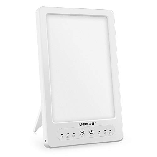 Lámpara Fototerapia 12000 lux 20W MEIKEE SAD Lámpara de Luz Diurna sin UV, Therapy Lámpara Portátil, Función de Memoria, Luz Ajustable Blanco Frío y Cálido, Lámpara de Luz Natural