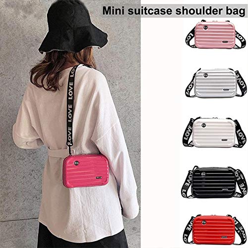 Las Mujeres Mini Duro Maleta Forma del Bolso de Hombro Crossbody Bolso Impermeable del Maquillaje de la Caja del Monedero del Embrague Bolsa de cosméticos (Rose Red)