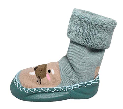 LCH Bebé Niño Infantil Invierno Anti-deslizante Animal Zapato Zapatilla Calcetines Mocasines - Cian Azul Sello, 1-2 Years