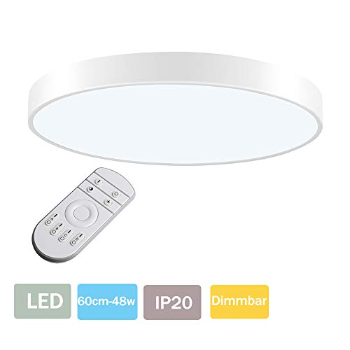 LED Lámpara de Techo 48W Plafón Led de Techo 3840Lúmenes Regulable 3000-6000K Φ60cm Redonda Moderna Cocina Balcón Pasillo Baño Iluminación Interior