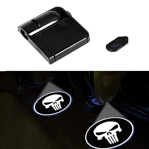 LED Luz del Proyector del Coche, 4 Piezas Puerta del Coche Bienvenido Batman Luz del Patrón Sombra, Universal Sensor Magnético Inalámbrico Shadow Logo Luz para Puerta del Coche (bone)