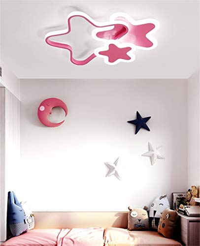 LHY LOFT Estrellas LED Infantil Plafón,Infantil Lámpara De Techo,Infantil Habitación Plafón,Pintura Lateral Glow Ahueca hacia Fuera El Diseño De Protección Ambiental,Blanco,B:52CM 45W