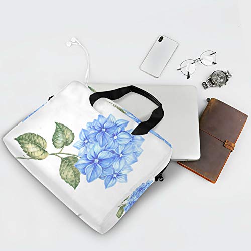 Liesss - Bolsa de hombro ajustable para ordenador portátil con diseño de flores de hortensias