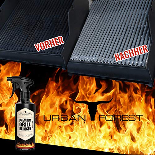 Limpiador especial para barbacoa después de la barbacoa | Limpiador profesional para limpiar la parrilla | Limpiador de parrilla y limpiador activo | Premium Grill limpiador – Urban Forest (500 ml)