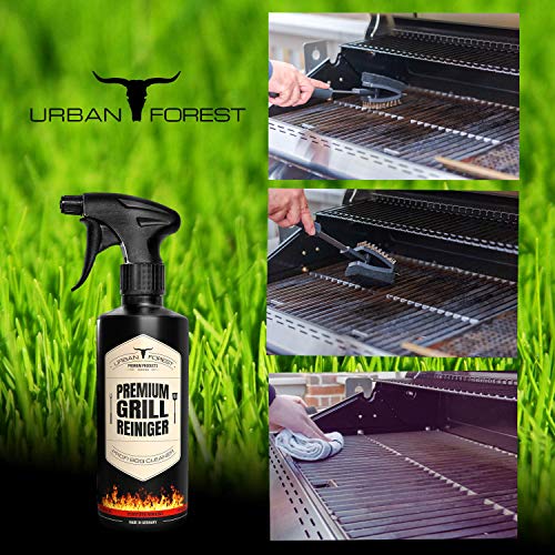 Limpiador especial para barbacoa después de la barbacoa | Limpiador profesional para limpiar la parrilla | Limpiador de parrilla y limpiador activo | Premium Grill limpiador – Urban Forest (500 ml)