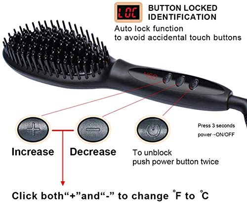 LKNJLL Plancha de Pelo de Cepillo, jónico Pelo alisado de Cepillo con un Calentamiento rápido, Anti-escaldaduras, se endereza portátil Peine for el hogar y de Viaje