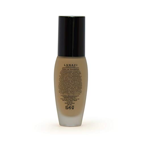 LUNACI Barcelona Base de maquillaje, foundation, Antiedad, Multivitaminas, AcabadoMate,Sin aceites, SPF 15, hypoallergenic 30Ml (DORE 04)