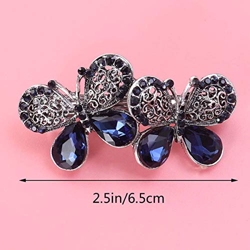 Lurrose Clips de pelo de diamantes de imitación de cristal Brillantes en forma de mariposa Elegantes pasadores de pelo