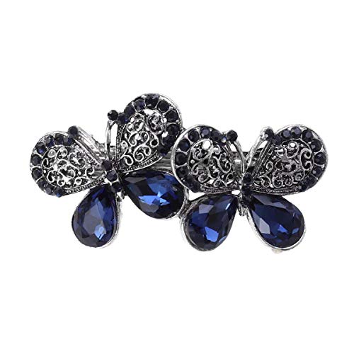 Lurrose Clips de pelo de diamantes de imitación de cristal Brillantes en forma de mariposa Elegantes pasadores de pelo