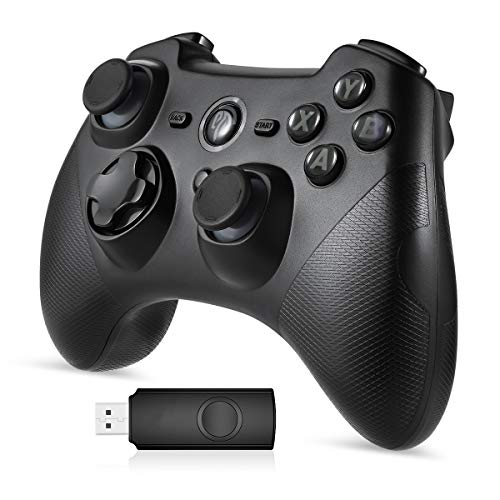 Mando Inalámbrico, [Regalos] EasySMX 2.4G Wireless Gamepad, Controller Wireless Incorporado Bateria con Vibración Dual y TURBO para Windows/PS3/Android/Tablet / PC, Joystick Inalámbrico