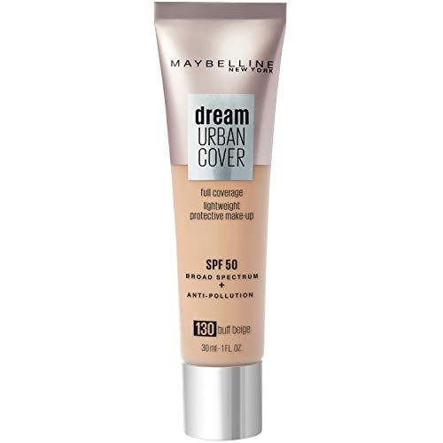 Maybelline New York Dream Urban Cover Tono 130 Buff Beige Base de Maquillaje con Spf 50 y Antioxidantes 21 g