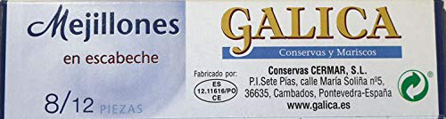 Mejillones en escabeche 8/12 piezas [PACK 6 LATAS] Galica