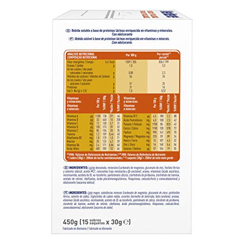 Meritene® FUERZA Y VITALIDAD - Suplementa tu nutrición y mantén tu sistema inmune con vitaminas, minerales y proteínas - Batido de Fresa - Estuche (15 sobres de 30g)