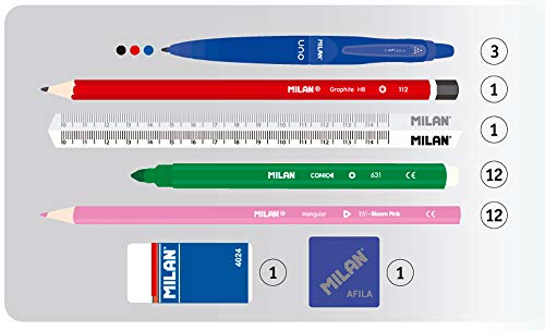 Milan 08872DP Kit 4 Estuches con Contenido Drops Estuches, 22 cm, Morado