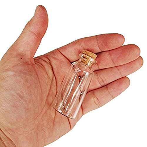 MINGZE 20 Piezas 20 ML Pequeñas Botellas de Cristal Botellas de Vidrio Pequeñas Frascos de Muestra con Tapones de Corcho para decoración de DIY, Aromas, Aceites, Especias, Dijes, Bodas, Mensaje