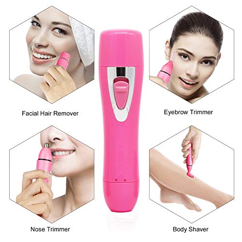 Miriqi Depiladora Eléctrica Mujer Depiladora Facial Electric Hair Remover,4-En-1 Recargable Impermeable Wet & Dry Afeitadora eléctrica para Facial, Nariz, Cuerpo, Cejas, Axilas (Rosa) (Rosa)