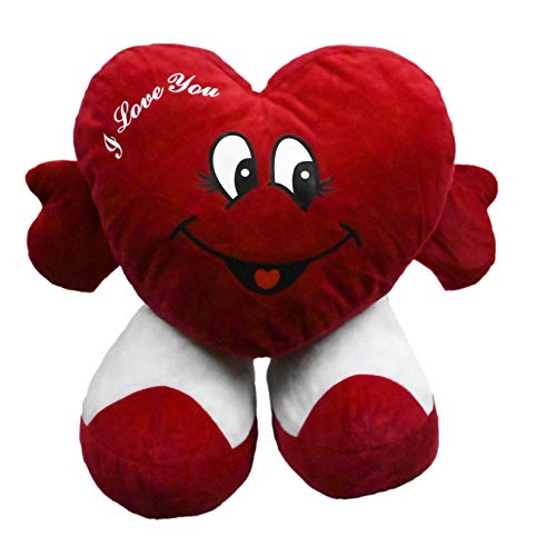 ML Regalo para el Dia de la Madre Toys Corazón de Peluche, con pies. Te Quiero. de Altura 45 cms. Tiene un Mensaje de 'I Love You'