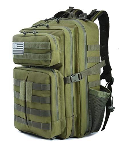 Mochila Táctica Militar 45L, Impermeable Paquete de Asalto MOLLE de Gran Capacidad para Utilidad, Bolsa de Emergencia de 3 Días para Caza Senderismo Acampada y Actividad al Aire Libre -Ejercito Verde