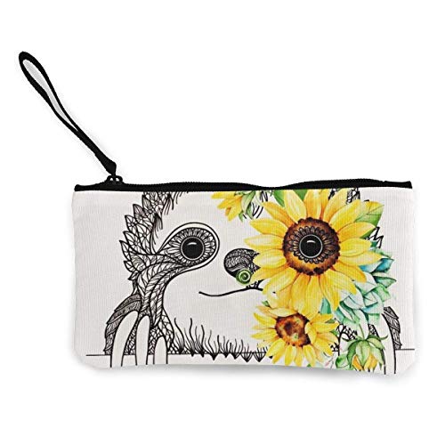 Monedero de Lona de Girasol Perezoso de BHGYT, Bolsa de Maquillaje, Bolso de teléfono Celular con asa, Bolso de Embrague con Billetera de Pulsera Unisex, 4.7 'X 8.7'