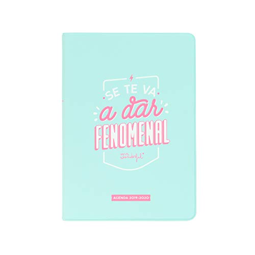 Mr Wonderful 2019/20  Semanal - Agenda Clásica "Se Te Va a Dar Fenomenal", 12 x 17,2 x 1,9 cm, 160 Páginas, Azul