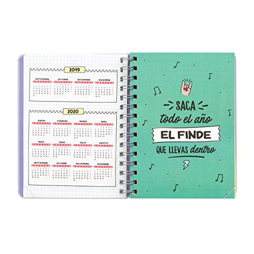 Mr. Wonderful Agenda Rotu 2019/2020 "Estoy que Me Salgo" - 160 Páginas, Morado, vista semanal