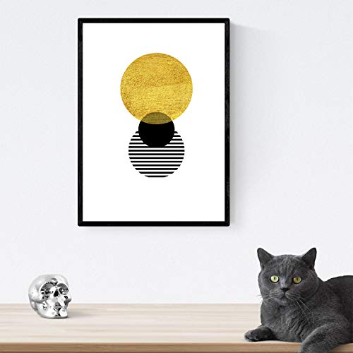 Nacnic Set de 4 láminas para enmarcar Eclipse. Posters Estilo nórdico para la decoración del hogar. Tamaño A4. Láminas con imágenes geometricas en Estilo escandinavo.Papel (250 Gramos)