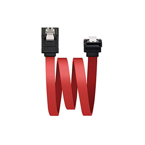 NANOCABLE 10.18.0301 - Cable SATA Datos acodado con Anclajes para Disco Duro o Dispositivos con conexión SATA, Rojo, 0.5mts